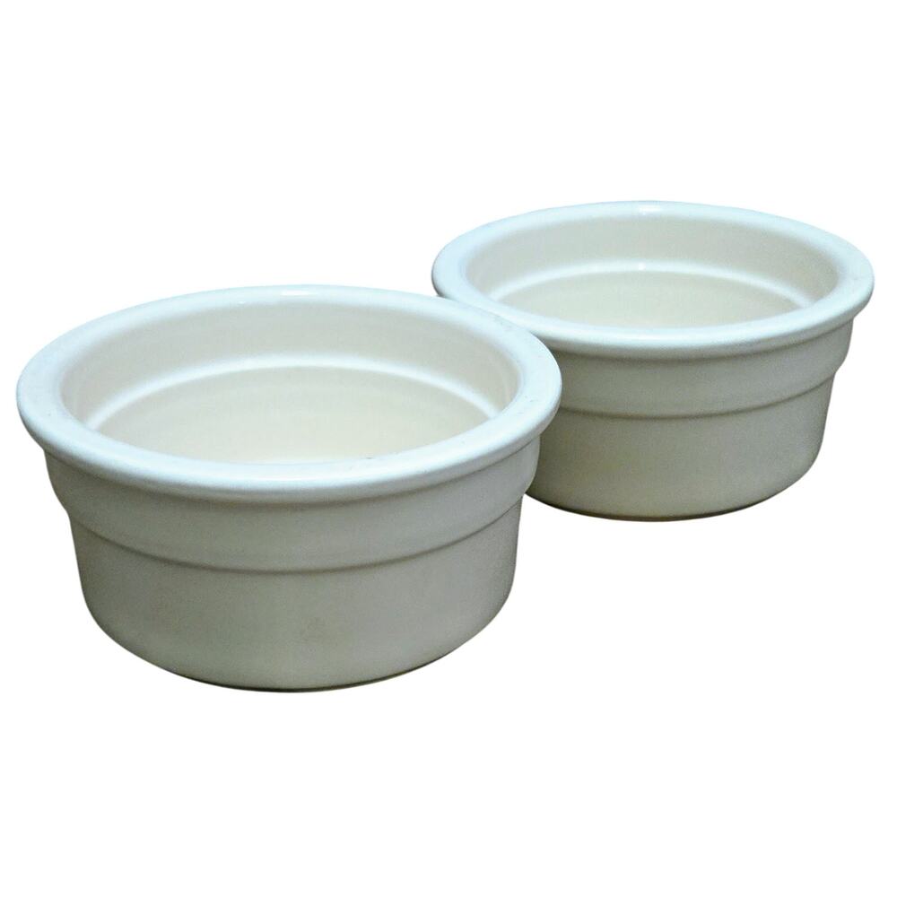 Cermer Set Of 2 4-oz Ivory White Ramekins Baking Cups Dishes Serving Dessert